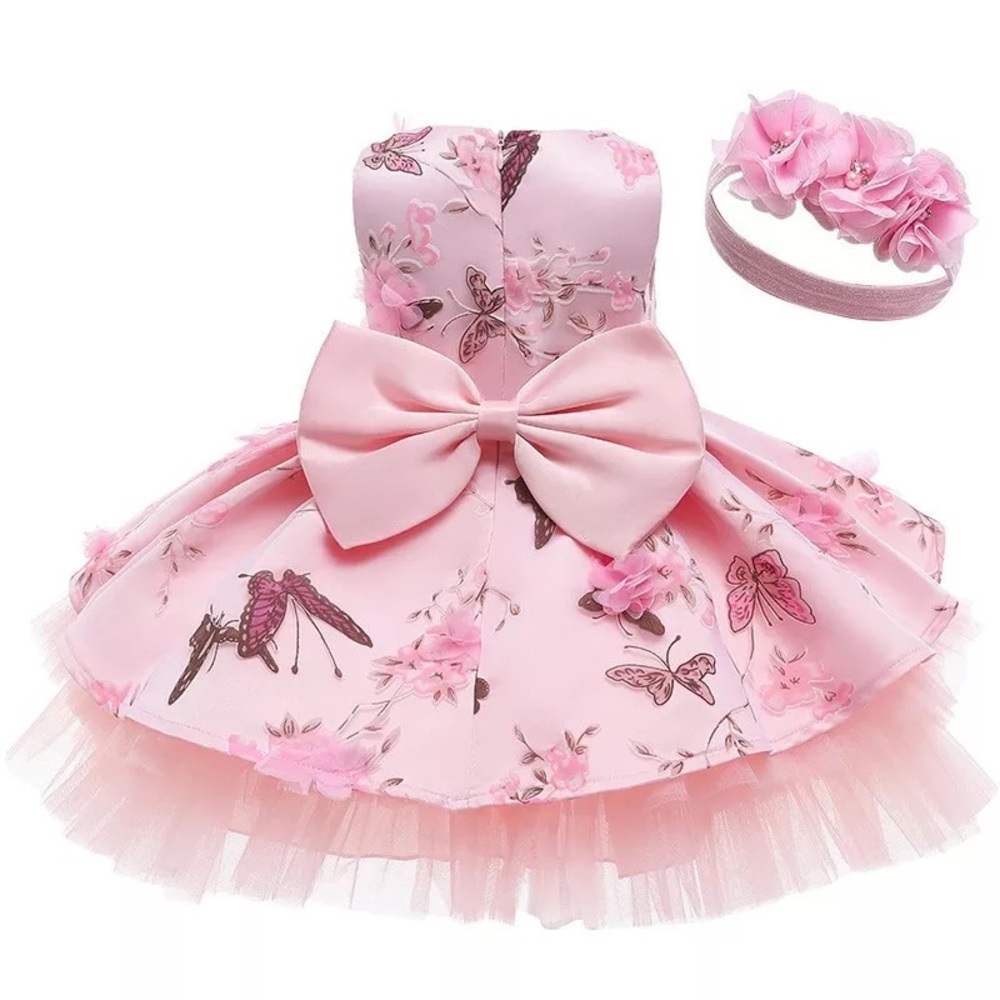 Birthday princess butterflies and flowers luxury embroidered dress 5037 - Picture 3 of 9